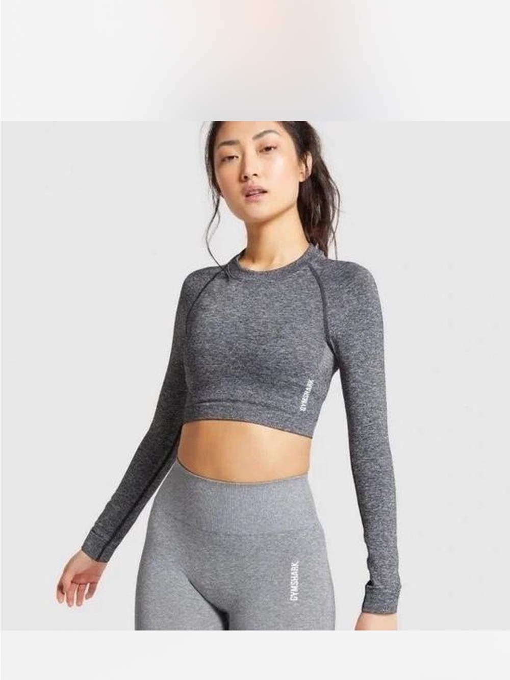 Gymshark Heather Gray Cropped Long-Sleeve Top